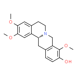 ChemSpider 2D Image | (13aR)-2,3,9-Trimethoxy-5,8,13,13a-tetrahydro-6H-isoquinolino[3,2-a]isoquinolin-10-ol | C20H23NO4