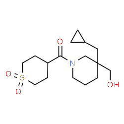 ChemSpider 2D Image | [3-(Cyclopropylmethyl)-3-(hydroxymethyl)-1-piperidinyl](1,1-dioxidotetrahydro-2H-thiopyran-4-yl)methanone | C16H27NO4S