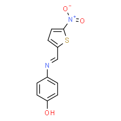 ChemSpider 2D Image | 4-{(E)-[(5-Nitro-2-thienyl)methylene]amino}phenol | C11H8N2O3S