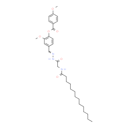 ChemSpider 2D Image | 2-Methoxy-4-({[(tetradecanoylamino)acetyl]hydrazono}methyl)phenyl 4-methoxybenzoate | C32H45N3O6