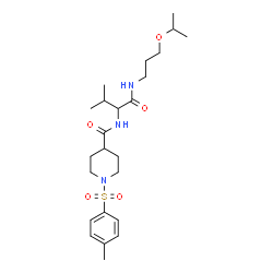 ChemSpider 2D Image | N-{1-[(3-Isopropoxypropyl)amino]-3-methyl-1-oxo-2-butanyl}-1-[(4-methylphenyl)sulfonyl]-4-piperidinecarboxamide | C24H39N3O5S