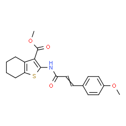 ChemSpider 2D Image | Methyl 2-{[3-(4-methoxyphenyl)acryloyl]amino}-4,5,6,7-tetrahydro-1-benzothiophene-3-carboxylate | C20H21NO4S