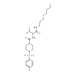 ChemSpider 2D Image | N-{1-[(3-Butoxypropyl)amino]-3-methyl-1-oxo-2-butanyl}-1-[(4-methylphenyl)sulfonyl]-4-piperidinecarboxamide | C25H41N3O5S
