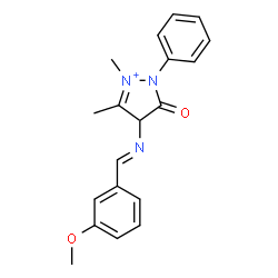 ChemSpider 2D Image | 4-[(E)-(3-Methoxybenzylidene)amino]-2,3-dimethyl-5-oxo-1-phenyl-4,5-dihydro-1H-pyrazol-2-ium | C19H20N3O2