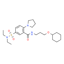 ChemSpider 2D Image | N-[3-(Cyclohexyloxy)propyl]-5-(diethylsulfamoyl)-2-(1-pyrrolidinyl)benzamide | C24H39N3O4S