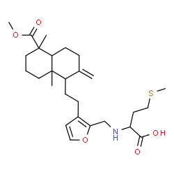 ChemSpider 2D Image | N-[(3-{2-[5-(Methoxycarbonyl)-5,8a-dimethyl-2-methylenedecahydro-1-naphthalenyl]ethyl}-2-furyl)methyl]methionine | C27H41NO5S