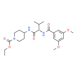 ChemSpider 2D Image | Ethyl 4-{[N-(3,5-dimethoxybenzoyl)-L-valyl]amino}-1-piperidinecarboxylate | C22H33N3O6