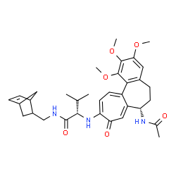 ChemSpider 2D Image | N~2~-[(7S)-7-Acetamido-1,2,3-trimethoxy-9-oxo-5,6,7,9-tetrahydrobenzo[a]heptalen-10-yl]-N-(bicyclo[2.2.1]hept-5-en-2-ylmethyl)-L-valinamide | C34H43N3O6