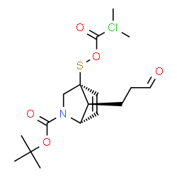 ChemSpider 2D Image | 2-Methyl-2-propanyl (1S,4S,7S)-4-({[(dimethyl-lambda~3~-chloranyl)carbonyl]oxy}sulfanyl)-7-(3-oxopropyl)-2-azabicyclo[2.2.1]hept-5-ene-2-carboxylate | C17H26ClNO5S