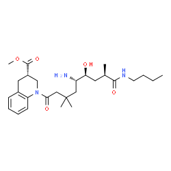 ChemSpider 2D Image | Methyl (3S)-1-[(5S,6S,8R)-5-amino-9-(butylamino)-6-hydroxy-3,3,8-trimethyl-9-oxononanoyl]-1,2,3,4-tetrahydro-3-quinolinecarboxylate | C27H43N3O5