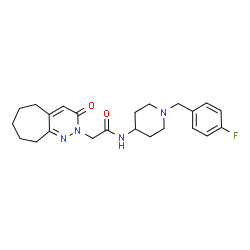 ChemSpider 2D Image | N-[1-(4-Fluorobenzyl)-4-piperidinyl]-2-(3-oxo-3,5,6,7,8,9-hexahydro-2H-cyclohepta[c]pyridazin-2-yl)acetamide | C23H29FN4O2