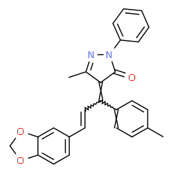 ChemSpider 2D Image | (4Z)-4-[(2E)-3-(1,3-Benzodioxol-5-yl)-1-(4-methylphenyl)-2-propen-1-ylidene]-5-methyl-2-phenyl-2,4-dihydro-3H-pyrazol-3-one | C27H22N2O3