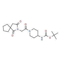 ChemSpider 2D Image | 2-Methyl-2-propanyl {1-[(1,3-dioxo-2-azaspiro[4.4]non-2-yl)acetyl]-4-piperidinyl}carbamate | C20H31N3O5