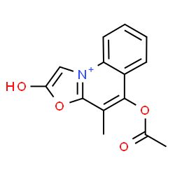 ChemSpider 2D Image | 5-Acetoxy-2-hydroxy-4-methyl[1,3]oxazolo[3,2-a]quinolin-10-ium | C14H12NO4
