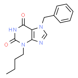 ChemSpider 2D Image | 7-Benzyl-3-butyl-3,7-dihydro-1H-purine-2,6-dione | C16H18N4O2