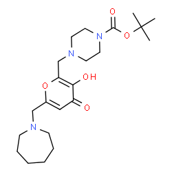 ChemSpider 2D Image | 2-Methyl-2-propanyl 4-{[6-(1-azepanylmethyl)-3-hydroxy-4-oxo-4H-pyran-2-yl]methyl}-1-piperazinecarboxylate | C22H35N3O5