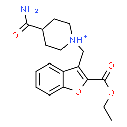 ChemSpider 2D Image | 4-Carbamoyl-1-{[2-(ethoxycarbonyl)-1-benzofuran-3-yl]methyl}piperidinium | C18H23N2O4