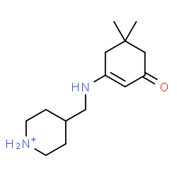 ChemSpider 2D Image | 4-{[(5,5-Dimethyl-3-oxo-1-cyclohexen-1-yl)amino]methyl}piperidinium | C14H25N2O
