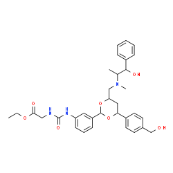 ChemSpider 2D Image | Ethyl N-{[3-(4-[4-(hydroxymethyl)phenyl]-6-{[(1-hydroxy-1-phenyl-2-propanyl)(methyl)amino]methyl}-1,3-dioxan-2-yl)phenyl]carbamoyl}glycinate | C33H41N3O7