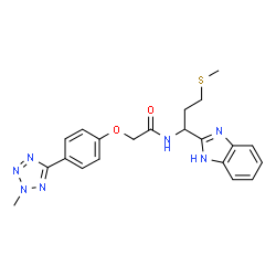 ChemSpider 2D Image | N-[1-(1H-Benzimidazol-2-yl)-3-(methylsulfanyl)propyl]-2-[4-(2-methyl-2H-tetrazol-5-yl)phenoxy]acetamide | C21H23N7O2S