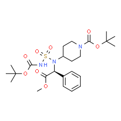 ChemSpider 2D Image | 2-Methyl-2-propanyl 4-{[(1S)-2-methoxy-2-oxo-1-phenylethyl]({[(2-methyl-2-propanyl)oxy]carbonyl}sulfamoyl)amino}-1-piperidinecarboxylate | C24H37N3O8S