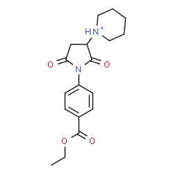 ChemSpider 2D Image | 1-{1-[4-(Ethoxycarbonyl)phenyl]-2,5-dioxo-3-pyrrolidinyl}piperidinium | C18H23N2O4