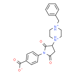 ChemSpider 2D Image | 4-[3-(4-Benzyl-1-piperazinediiumyl)-2,5-dioxo-1-pyrrolidinyl]benzoate | C22H24N3O4