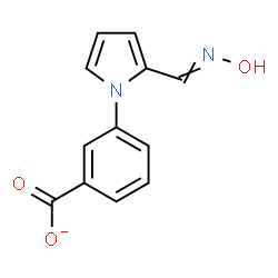 ChemSpider 2D Image | 3-{2-[(Hydroxyimino)methyl]-1H-pyrrol-1-yl}benzoate | C12H9N2O3