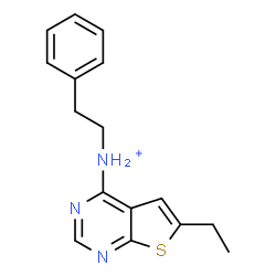ChemSpider 2D Image | 6-Ethyl-N-(2-phenylethyl)thieno[2,3-d]pyrimidin-4-aminium | C16H18N3S
