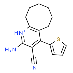ChemSpider 2D Image | 2-Amino-3-cyano-4-(2-thienyl)-5,6,7,8,9,10-hexahydrocycloocta[b]pyridinium | C16H18N3S
