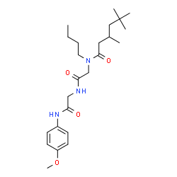 ChemSpider 2D Image | N-Butyl-N-(3,5,5-trimethylhexanoyl)glycyl-N-(4-methoxyphenyl)glycinamide | C24H39N3O4