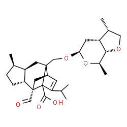 ChemSpider 2D Image | (4R,5R,8R,9S,11R)-2-({[(3S,3aR,5R,7R,7aS)-3,7-Dimethylhexahydro-2H-furo[2,3-c]pyran-5-yl]oxy}methyl)-9-formyl-13-isopropyl-5-methyltetracyclo[7.4.0.0~2,11~.0~4,8~]tridec-12-ene-1-carboxylic acid | C29H42O6