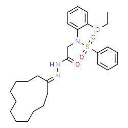 ChemSpider 2D Image | N-[2-(2-Cyclododecylidenehydrazino)-2-oxoethyl]-N-(2-ethoxyphenyl)benzenesulfonamide | C28H39N3O4S