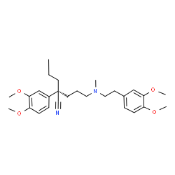 ChemSpider 2D Image | (2S)-2-(3,4-Dimethoxyphenyl)-5-{[2-(3,4-dimethoxyphenyl)ethyl](methyl)amino}-2-propylpentanenitrile | C27H38N2O4