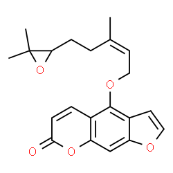 ChemSpider 2D Image | 4-{[(2Z)-5-(3,3-Dimethyl-2-oxiranyl)-3-methyl-2-penten-1-yl]oxy}-7H-furo[3,2-g]chromen-7-one | C21H22O5