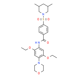 ChemSpider 2D Image | N-[2,5-Diethoxy-4-(4-morpholinyl)phenyl]-4-[(3,5-dimethyl-1-piperidinyl)sulfonyl]benzamide | C28H39N3O6S