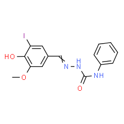 ChemSpider 2D Image | 2-(4-Hydroxy-3-iodo-5-methoxybenzylidene)-N-phenylhydrazinecarboxamide | C15H14IN3O3