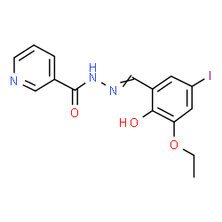 ChemSpider 2D Image | N'-(3-Ethoxy-2-hydroxy-5-iodobenzylidene)nicotinohydrazide | C15H14IN3O3