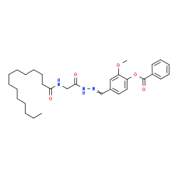 ChemSpider 2D Image | 2-Methoxy-4-({[(tetradecanoylamino)acetyl]hydrazono}methyl)phenyl benzoate (non-preferred name) | C31H43N3O5