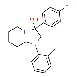 ChemSpider 2D Image | 3-(4-Fluorophenyl)-3-hydroxy-1-(2-methylphenyl)-2,3,5,6,7,8-hexahydro-1H-imidazo[1,2-a]pyridin-4-ium | C20H22FN2O