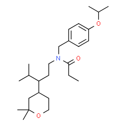 ChemSpider 2D Image | N-[3-(2,2-Dimethyltetrahydro-2H-pyran-4-yl)-4-methylpentyl]-N-(4-isopropoxybenzyl)propanamide | C26H43NO3