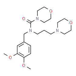 ChemSpider 2D Image | N-(3,4-Dimethoxybenzyl)-N-[3-(4-morpholinyl)propyl]-4-morpholinecarboxamide | C21H33N3O5