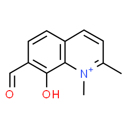 ChemSpider 2D Image | 7-Formyl-8-hydroxy-1,2-dimethylquinolinium | C12H12NO2