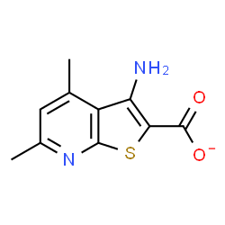 ChemSpider 2D Image | 3-Amino-4,6-dimethylthieno[2,3-b]pyridine-2-carboxylate | C10H9N2O2S