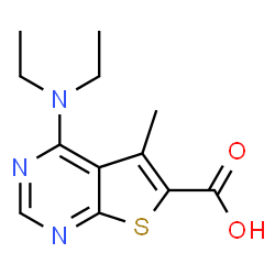 ChemSpider 2D Image | 4-(Diethylamino)-5-methylthieno[2,3-d]pyrimidine-6-carboxylic acid | C12H15N3O2S