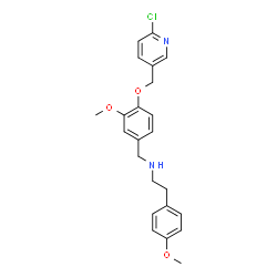 ChemSpider 2D Image | N-{4-[(6-Chloro-3-pyridinyl)methoxy]-3-methoxybenzyl}-2-(4-methoxyphenyl)ethanamine | C23H25ClN2O3