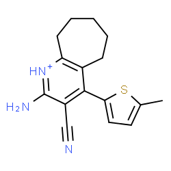 ChemSpider 2D Image | 2-Amino-3-cyano-4-(5-methyl-2-thienyl)-6,7,8,9-tetrahydro-5H-cyclohepta[b]pyridinium | C16H18N3S