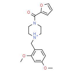 ChemSpider 2D Image | 1-(2,4-Dimethoxybenzyl)-4-(2-furoyl)piperazin-1-ium | C18H23N2O4