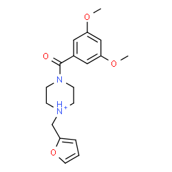 ChemSpider 2D Image | 4-(3,5-Dimethoxybenzoyl)-1-(2-furylmethyl)piperazin-1-ium | C18H23N2O4
