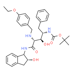 ChemSpider 2D Image | 2-Methyl-2-propanyl [(2S,3R,4R)-4-[(4-ethoxybenzyl)amino]-3-hydroxy-5-{[(2R)-2-hydroxy-2,3-dihydro-1H-inden-1-yl]amino}-5-oxo-1-phenyl-2-pentanyl]carbamate | C34H43N3O6